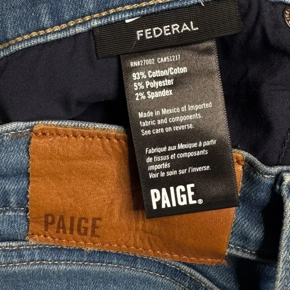 PAIGE Men's Blue Federal Slim Straight Fit Jeans Maurice Wash Size 32 EUC - Picture 8 of 10